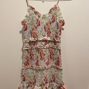 Zara gingham and floral drop waist dress